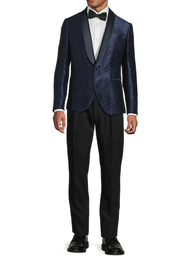Leaf Print Satin Dinner Jacket