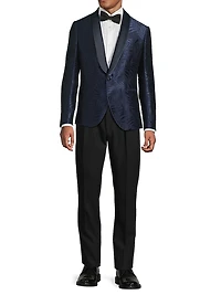 Leaf Print Satin Dinner Jacket