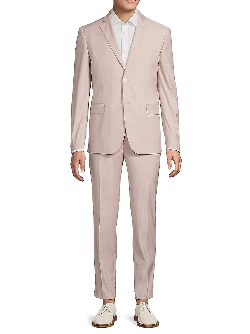 Single-Breasted Wool-Blend Suit