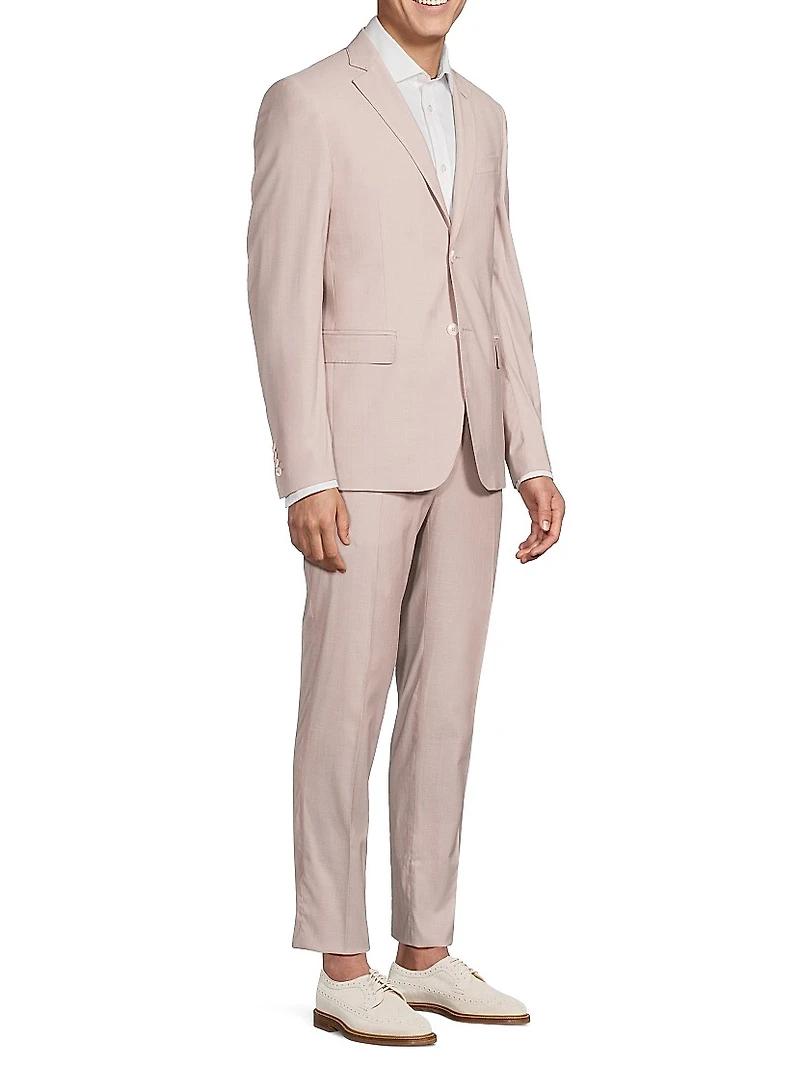 Single-Breasted Wool-Blend Suit