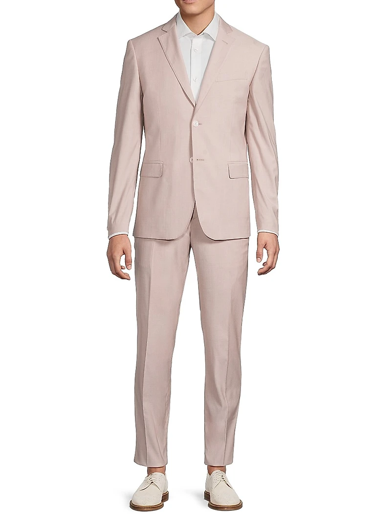 Single-Breasted Wool-Blend Suit