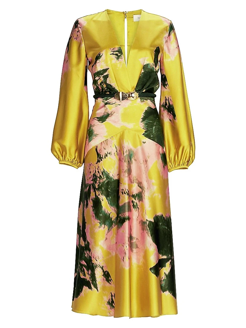 Lima Floral Silk Midi-Dress