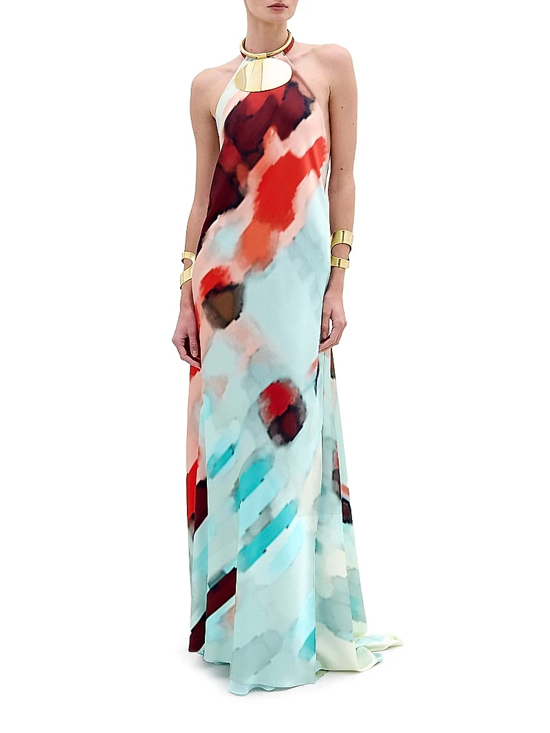 Zeffa Stretch Silk Maxi Dress