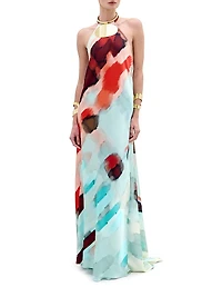 Zeffa Stretch Silk Maxi Dress