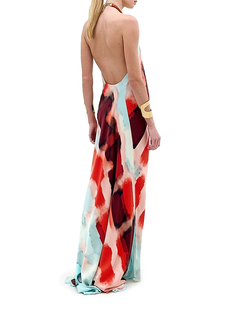 Zeffa Stretch Silk Maxi Dress