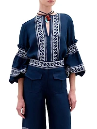 Lucaya Embroidered Linen Blouse