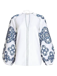Molveno Embroidered Linen Blouse
