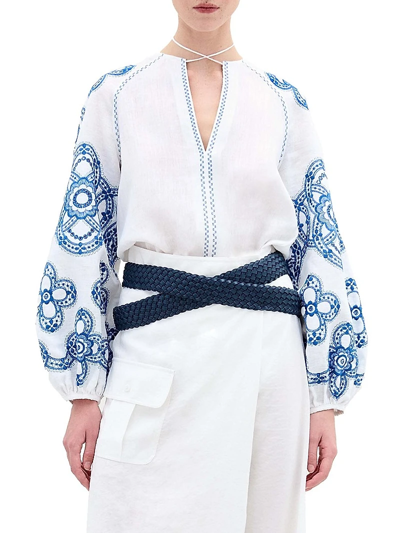 Molveno Embroidered Linen Blouse