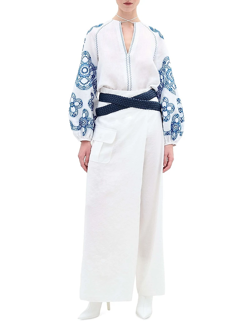 Molveno Embroidered Linen Blouse