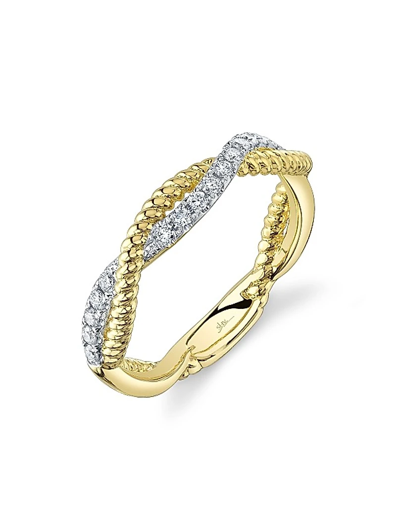 Kate Two-Tone 14K Gold & 0.22 TCW Diamond Twisted Ring