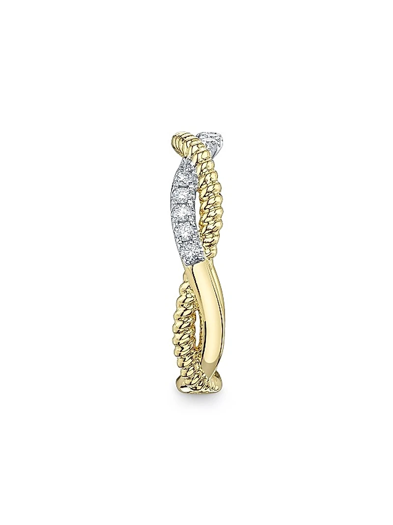 Kate Two-Tone 14K Gold & 0.22 TCW Diamond Twisted Ring