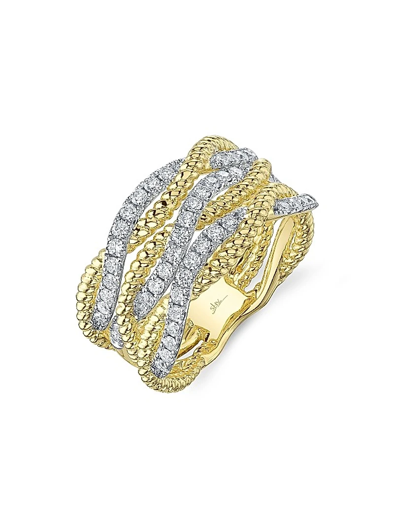 Kate Two-Tone 14K Gold & 0.62 TCW Diamond Multi-Band Ring