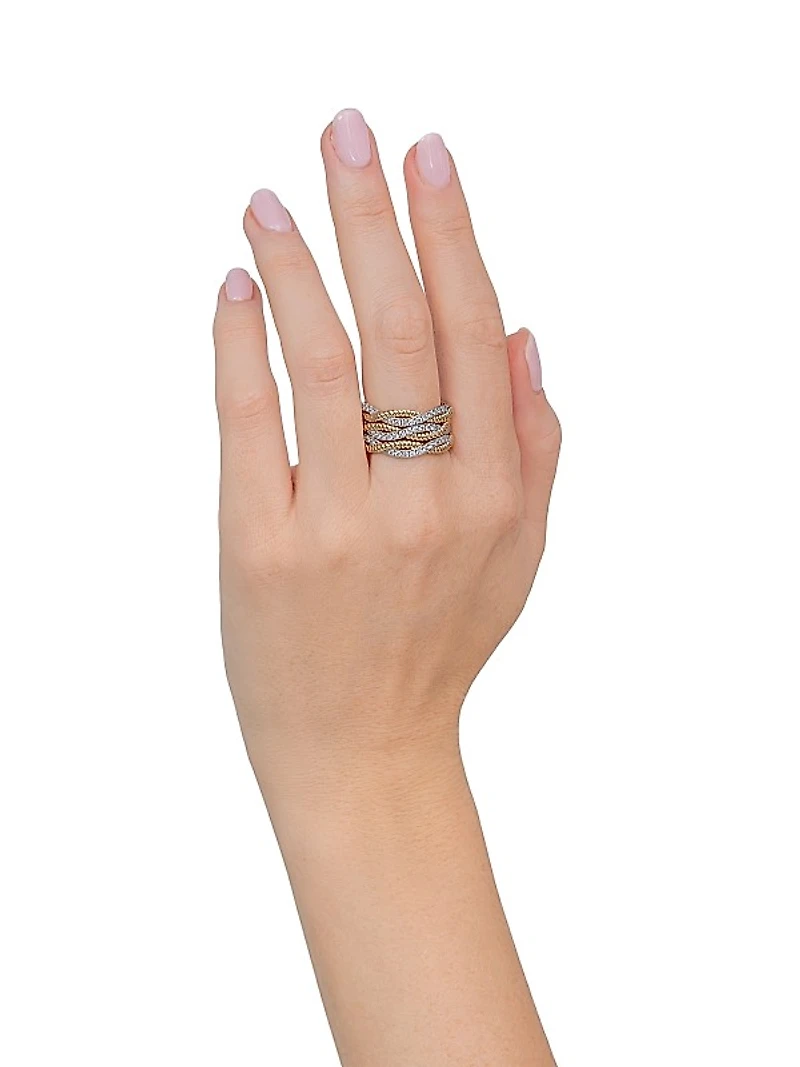 Kate Two-Tone 14K Gold & 0.62 TCW Diamond Multi-Band Ring