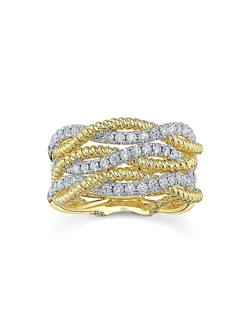Kate Two-Tone 14K Gold & 0.62 TCW Diamond Multi-Band Ring