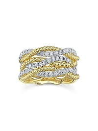 Kate Two-Tone 14K Gold & 0.62 TCW Diamond Multi-Band Ring