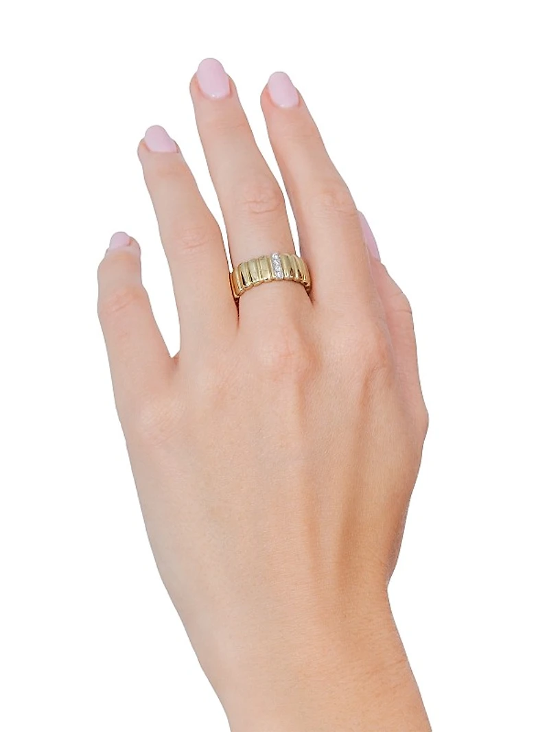 Kate 14K Yellow Gold & 0.07 TCW Diamond Fluted Band