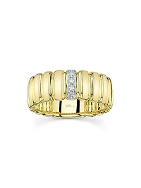 Kate 14K Yellow Gold & 0.07 TCW Diamond Fluted Band