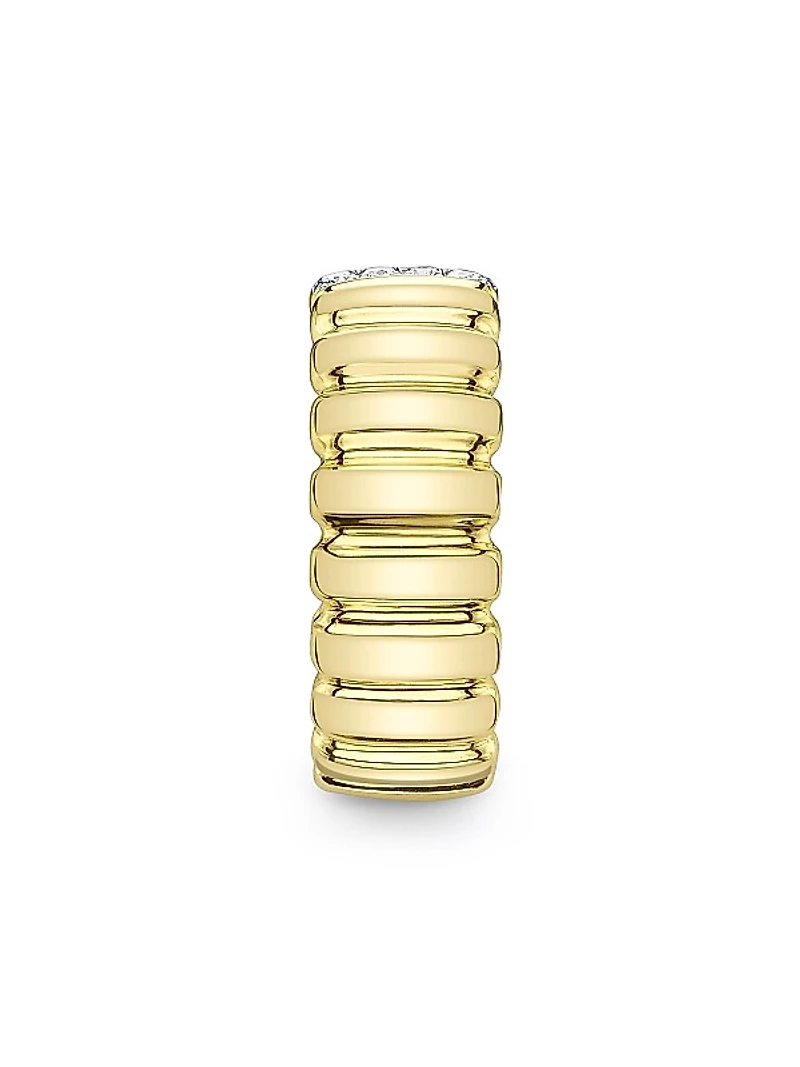 Kate 14K Yellow Gold & 0.07 TCW Diamond Fluted Band