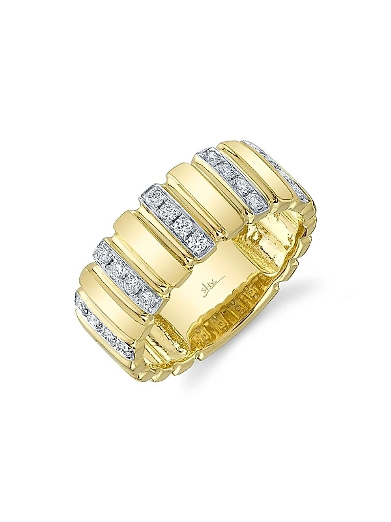 Kate Two-Tone 14K Gold & 0.32 TCW Diamond Fluted Ring