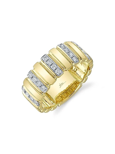 Kate Two-Tone 14K Gold & 0.32 TCW Diamond Fluted Ring
