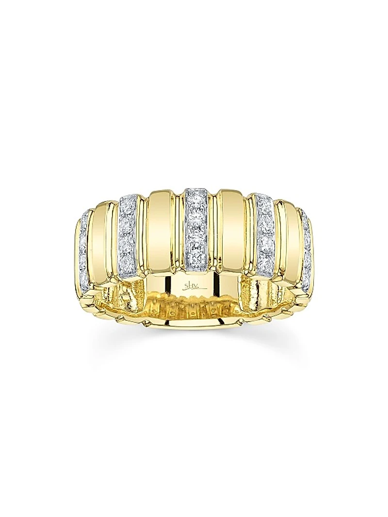 Kate Two-Tone 14K Gold & 0.32 TCW Diamond Fluted Ring