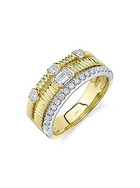 Kate Two-Tone 14K Gold & 0.67 TCW Diamond Triple-Band Ring