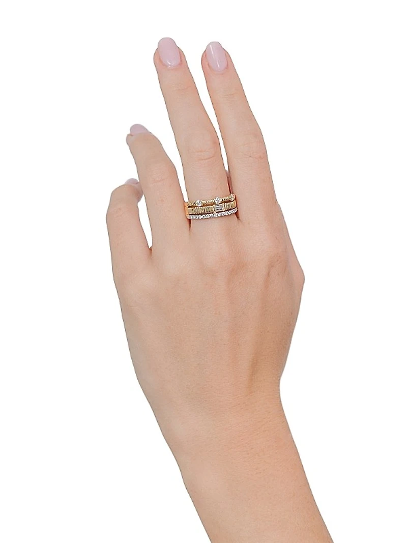 Kate Two-Tone 14K Gold & 0.67 TCW Diamond Triple-Band Ring