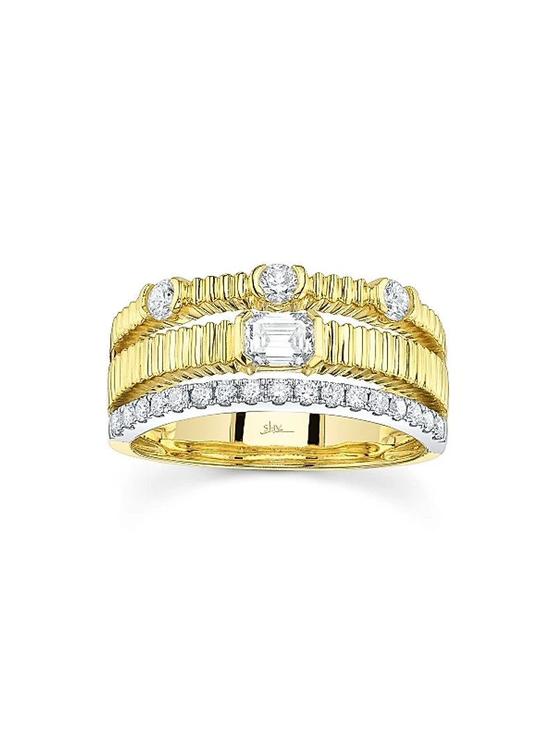 Kate Two-Tone 14K Gold & 0.67 TCW Diamond Triple-Band Ring