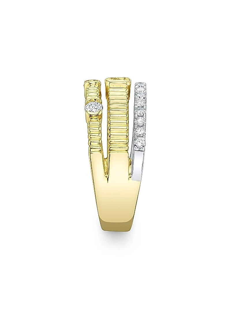 Kate Two-Tone 14K Gold & 0.67 TCW Diamond Triple-Band Ring