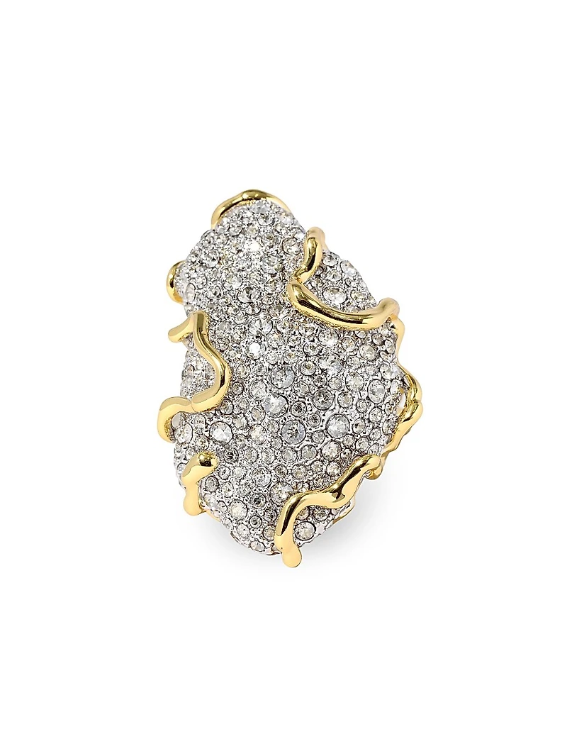 Solanales Two-Tone & Glass Crystal Geode Ring