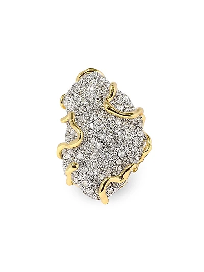 Solanales Two-Tone & Glass Crystal Geode Ring