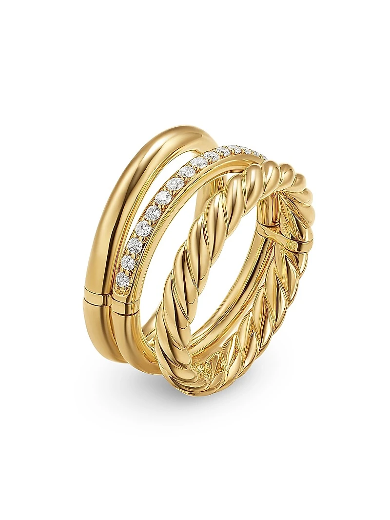 DY Mercer Three Row Ring 18K Yellow Gold
