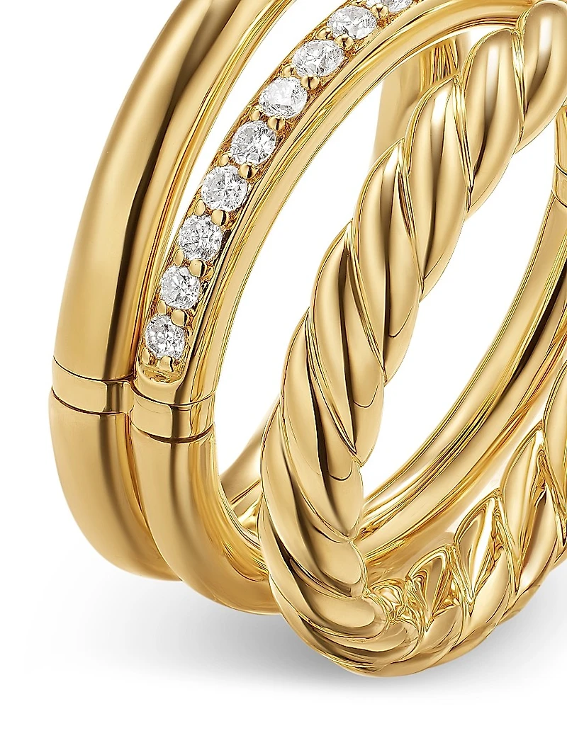 DY Mercer Three Row Ring 18K Yellow Gold