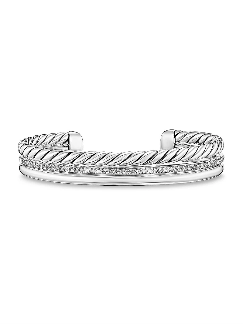 DY Mercer Three Row Cuff Bracelet Sterling Silver