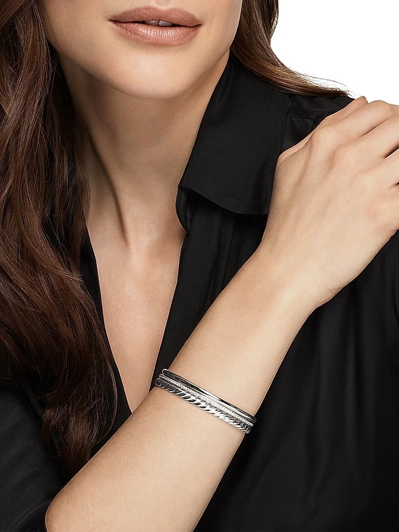 DY Mercer Three Row Cuff Bracelet Sterling Silver