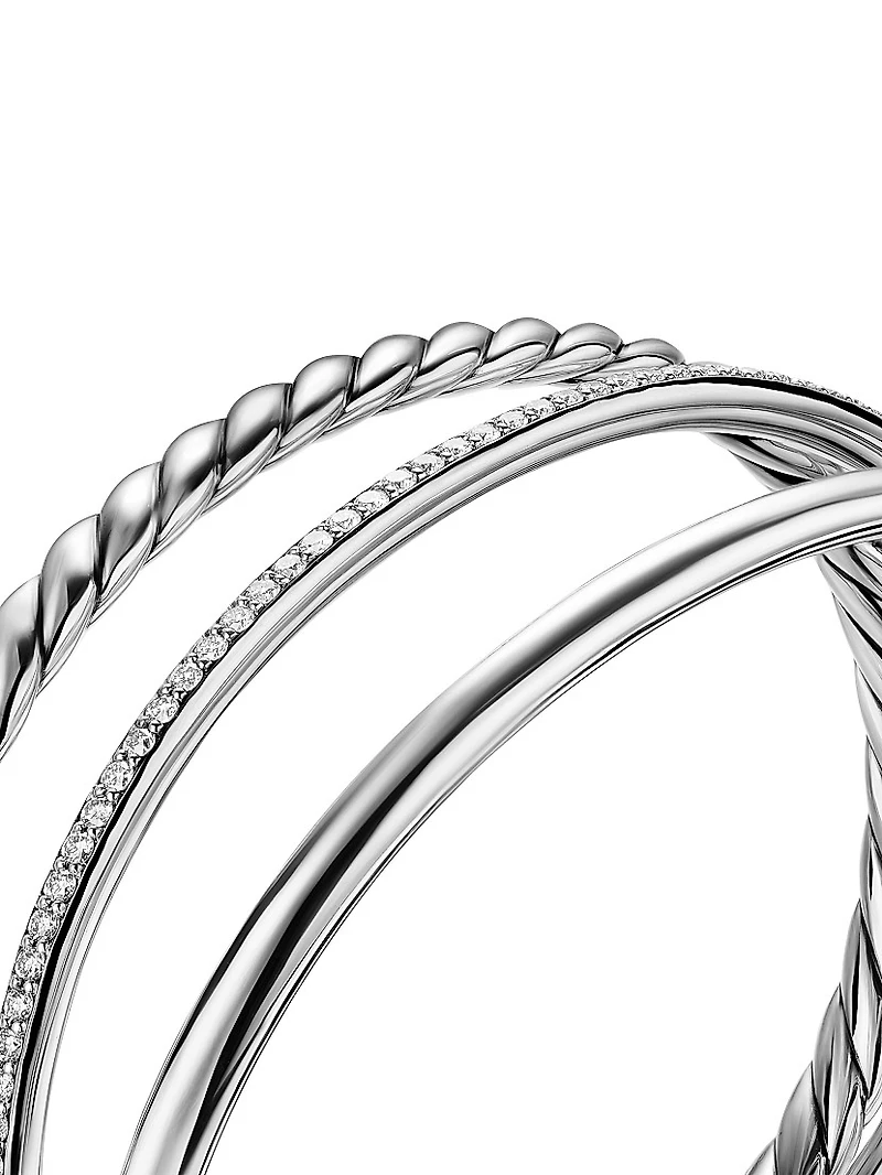 DY Mercer Three Row Cuff Bracelet Sterling Silver