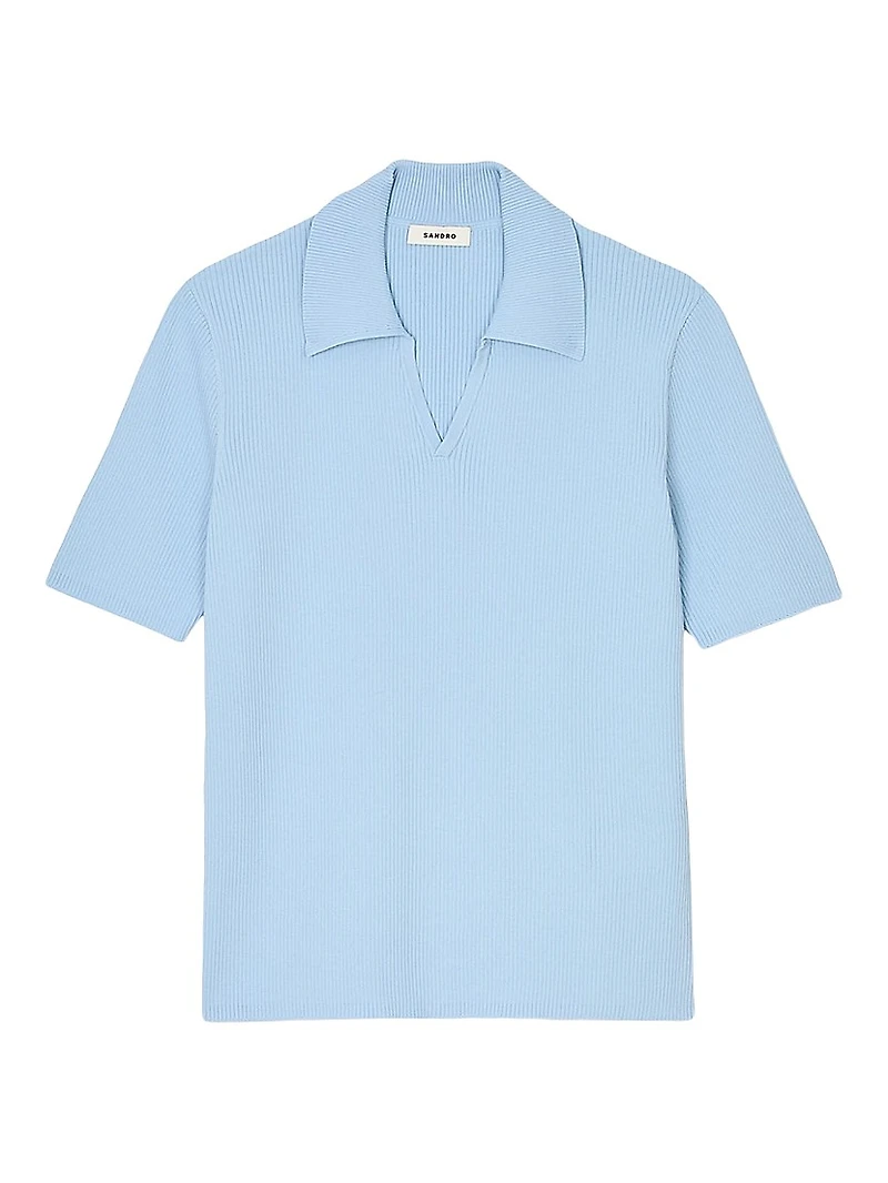 Rib Knit Polo Shirt