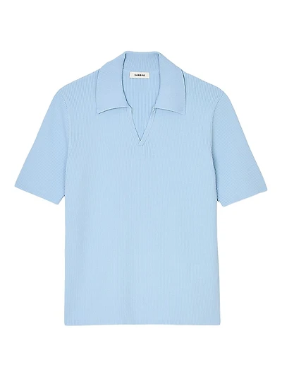 Rib Knit Polo Shirt