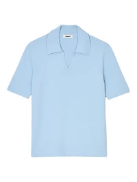 Rib Knit Polo Shirt