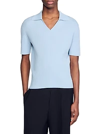 Rib Knit Polo Shirt