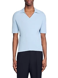 Rib Knit Polo Shirt