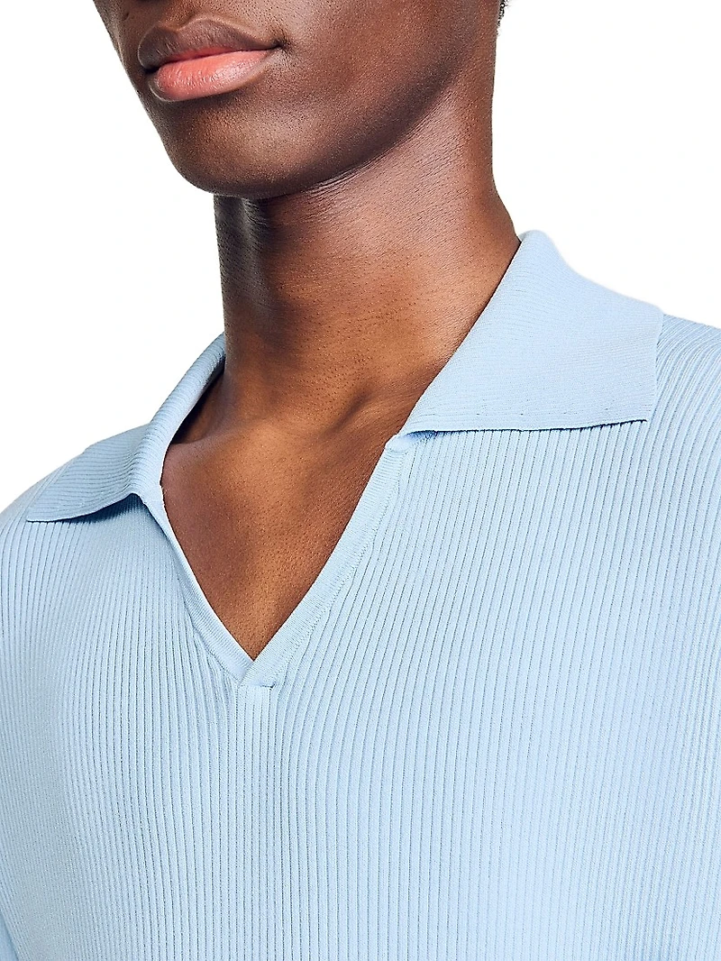 Rib Knit Polo Shirt