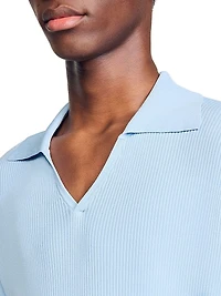 Rib Knit Polo Shirt