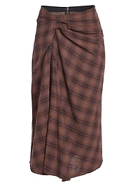 Nicole Plaid Gathered Midi-Skirt