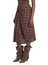 Nicole Plaid Gathered Midi-Skirt