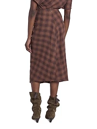 Nicole Plaid Gathered Midi-Skirt