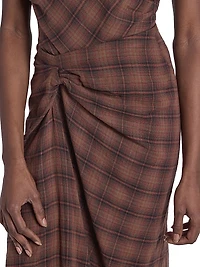 Nicole Plaid Gathered Midi-Skirt