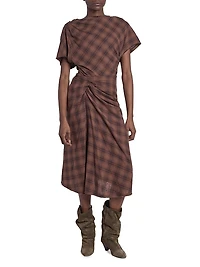Nicole Plaid Gathered Midi-Skirt