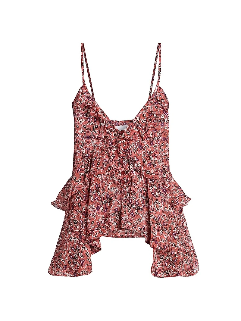 Briara Printed Ruffle Tank Top