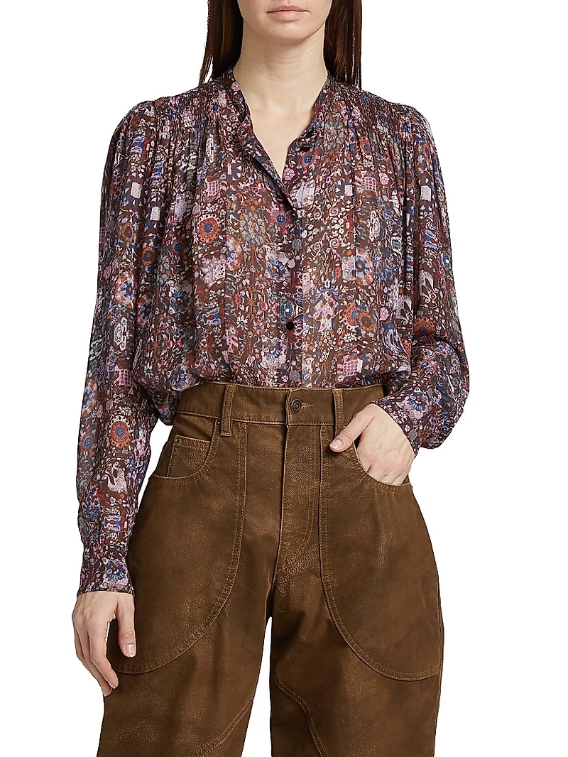 Noeline Printed Sheer Blouse